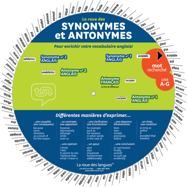 La roue des synonymes et antonymes anglais